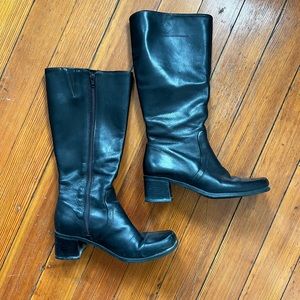 Naturalizer Black Leather Tall Heeled Boot